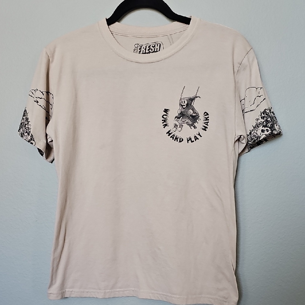 Fresh Laundry Large Boy's Beige Graphic Grim Reaper Tee
